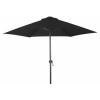 2,5 m Ø Rund - Sort, STÅL-stel i Sort, håndsving, POLYESTER, Parasol