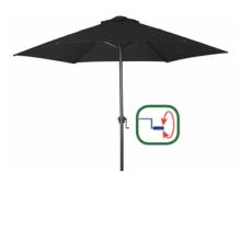 2,5 m Ø Rund - Sort, STÅL-stel i Sort, håndsving, POLYESTER, Parasol