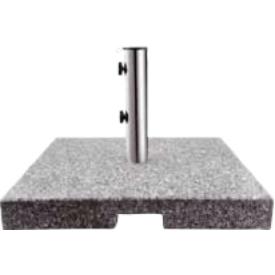 Parasolfød 40 kg Grå-Granit med hjul, 50 x 50 cm. Højde 6,0 cm. Udfræset. håndtag og holder til 40 + 48 mm stang