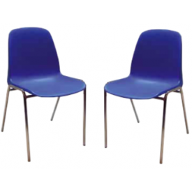 Stålstol Blå plast "Bertram" - 2 Stk