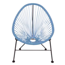 Junior Børne Lounge stol, Lyse-Blå, (38x38/38cm sæde H:40cm)