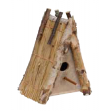 Fuglehus  med Stråtag Stære = 50mmhul+pind 26 x 22 cm (506A)