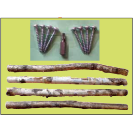 Natur pinde-sæt 4 pinde med skruer.